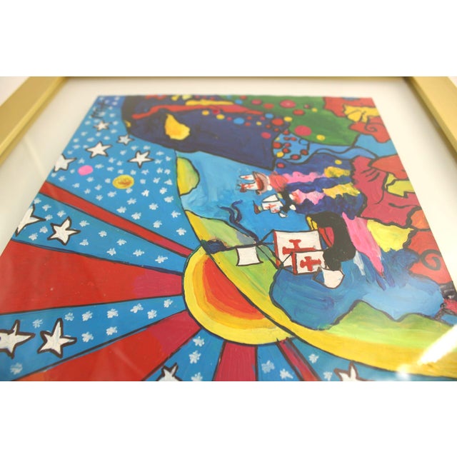 1970s Original Peter Max Painting Acrylic on Paper, Signed & Stamped in Floating Frame For Sale - Image 12 of 12
