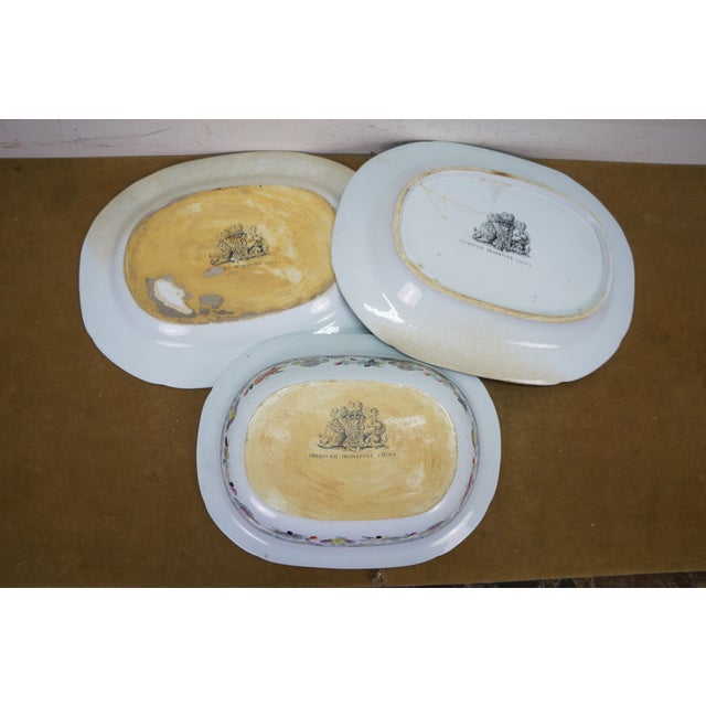 Antique Stephan Folch Ironstone Imari Bamboo & Basket China Serving Platters - Set of 3 For Sale - Image 16 of 16