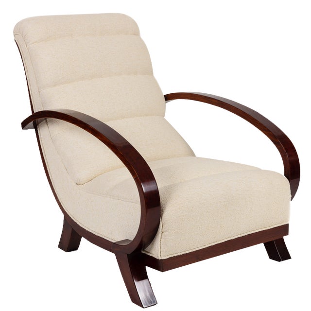 Art Deco Armchair in Linen Fabric by Nobilis, Sweden, 1920s For Sale
