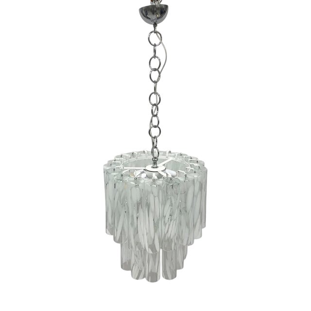 Vintage Large Model Murano Tube Chandelier attributed to Vistosi, 1970s For Sale
