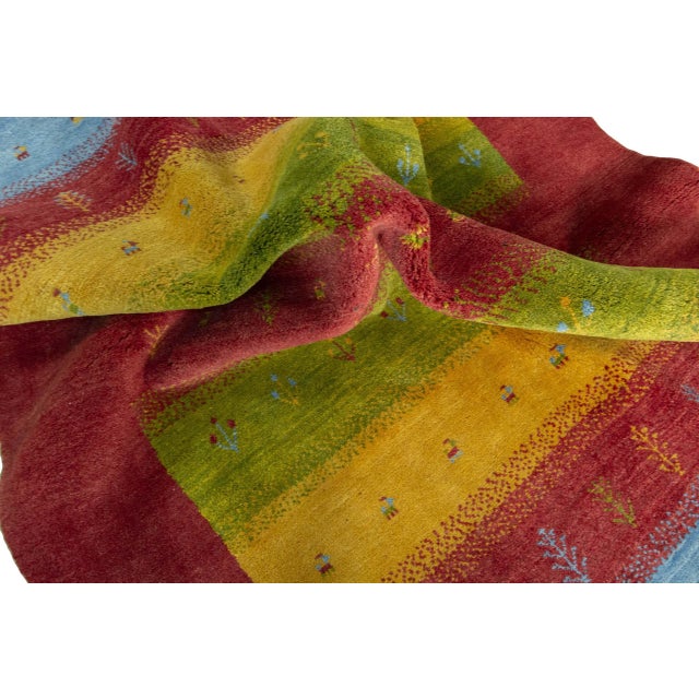 Gabbeh Loribaft Rug in Wool For Sale - Image 9 of 11