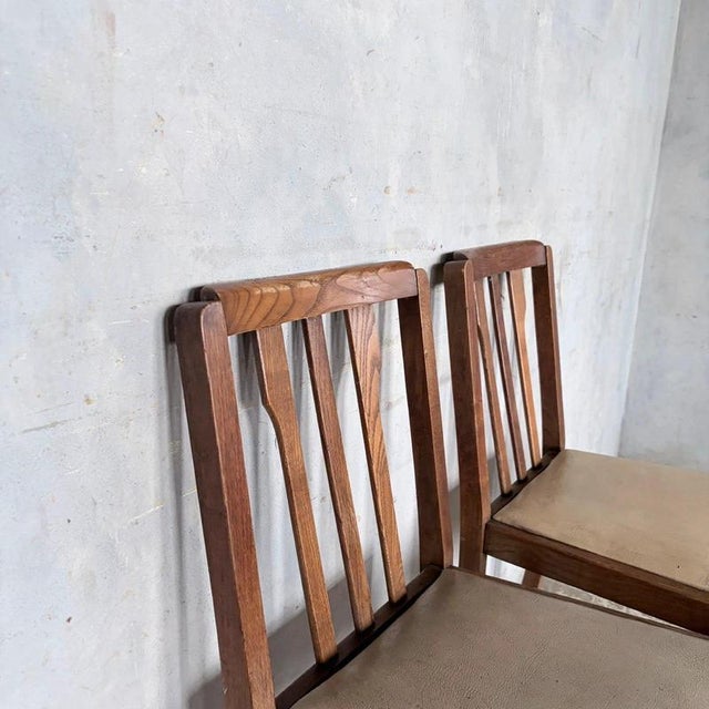 1950s Vintage Oak Dining Chairs with Turned Legs, 1950s, Set of 2 For Sale - Image 5 of 11