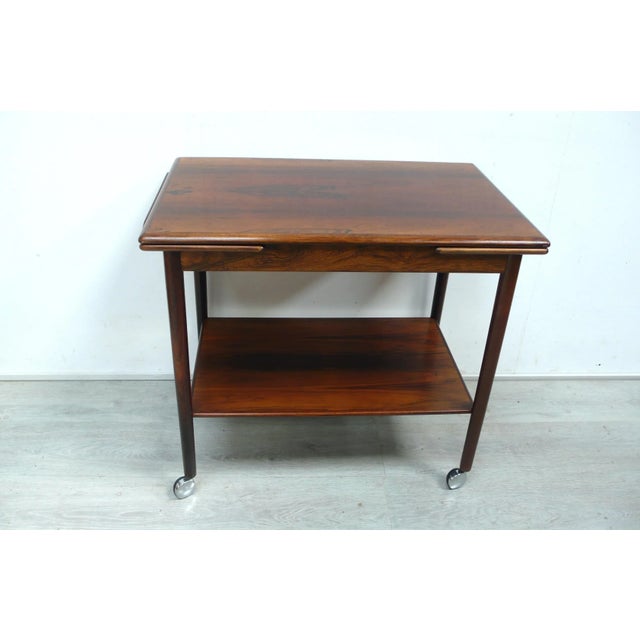 Danish Modern Extendable Side Table in Tulipwood from Dyrlund, 1960s For Sale - Image 9 of 9