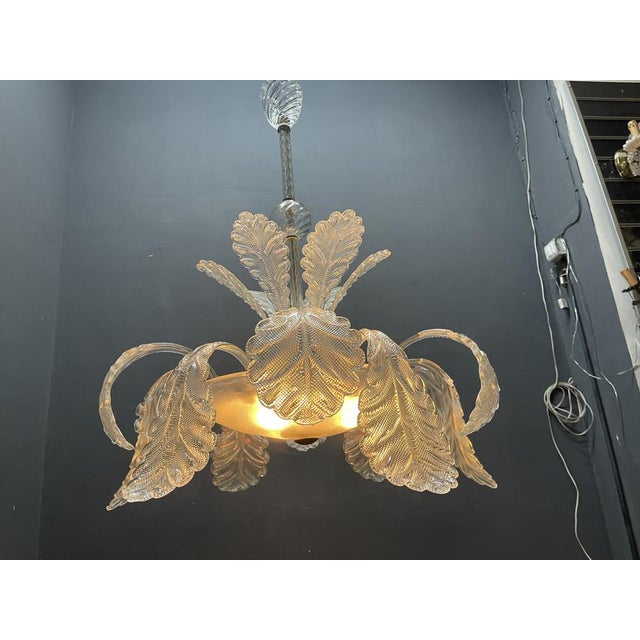 Large Murano Glass Leaf Chandelier attributed to Barovier & Toso, Italy, 1950s For Sale - Image 6 of 10