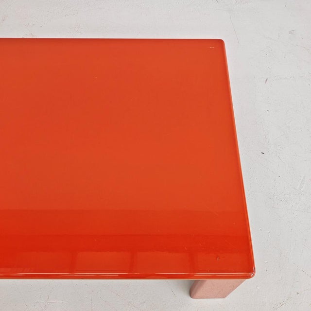 Paint Rectangular Ming Coffee Table in Red-Orange Lacquer by K. Takahama for Simon Gavina, 1970s For Sale - Image 7 of 18