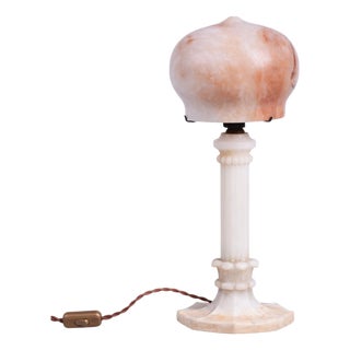 Art Deco Table Lamp in Marble and Alabaster, France, 1920s For Sale