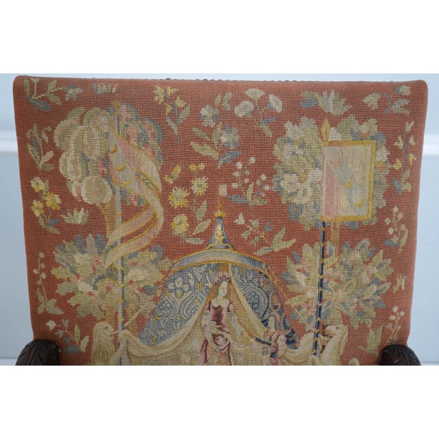 Pair of Antique Louis XVI Fauteuils Needlepoint Open Arm Chairs For Sale In Philadelphia - Image 6 of 18