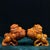Pair of Shoushan Stone Guardian Lions – 3" Foo Dogs With Brocade Balls For Sale - Image 4 of 9