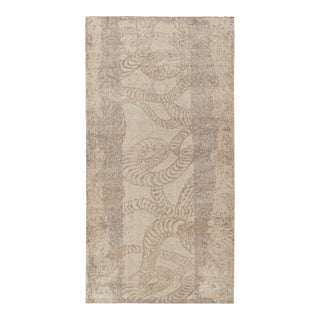 Distressed Style Abstract Rug in Beige-Brown & Gray Pattern by Rug & Kilim For Sale