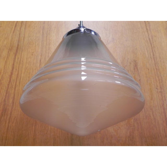 Art Deco Frosted Glass Pendant Lamp, 1930s For Sale - Image 3 of 11