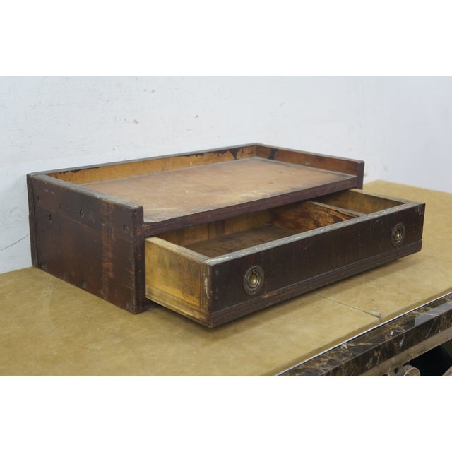 Antique Wooden Desk Drawer W Gallery Top & Brass Hardware 22" For Sale - Image 13 of 17