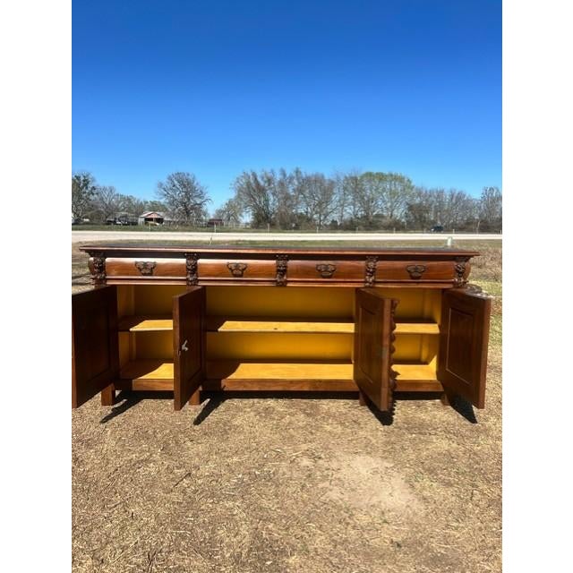 Wood 19th Century French Renaissance Solid Walnut Sideboard / Buffet For Sale - Image 7 of 18