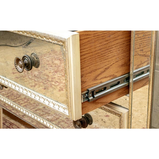 Late 20th Century Julia Gray LTD Venetian Style Mirrored Faux Marble Top Two Drawer Commode Chest For Sale - Image 9 of 11