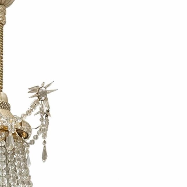 Quenn Mary Chandelier with Glass and Crystal Pendants For Sale - Image 4 of 6