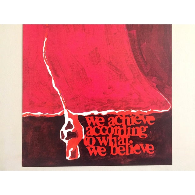 Mid-Century Modern Vintage 1973 Mid Century Modern Lithograph Print Poster " We Achieve According to What We Believe " For Sale - Image 3 of 8