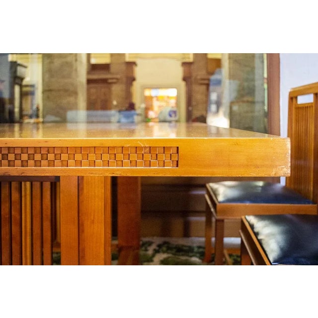 1990s Table 615 Husser and Chairs 614 Coonley 2 by Frank Lloyd Wright for Cassina, Italy, 1992, Set of 5 For Sale - Image 5 of 12