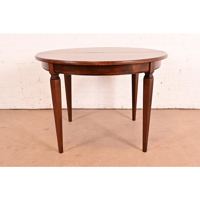 Henredon Style French Regency Louis XVI Walnut Extension Dining Table, Newly Refinished For Sale - Image 13 of 14