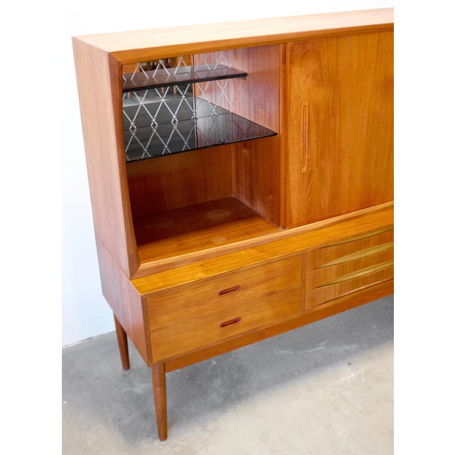 Danish Tall Sideboard / Highboard With Bow Front Drawers in the Style of Arne Vodder For Sale - Image 13 of 16