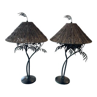 Pair of Palecek Tree Table Lamps For Sale