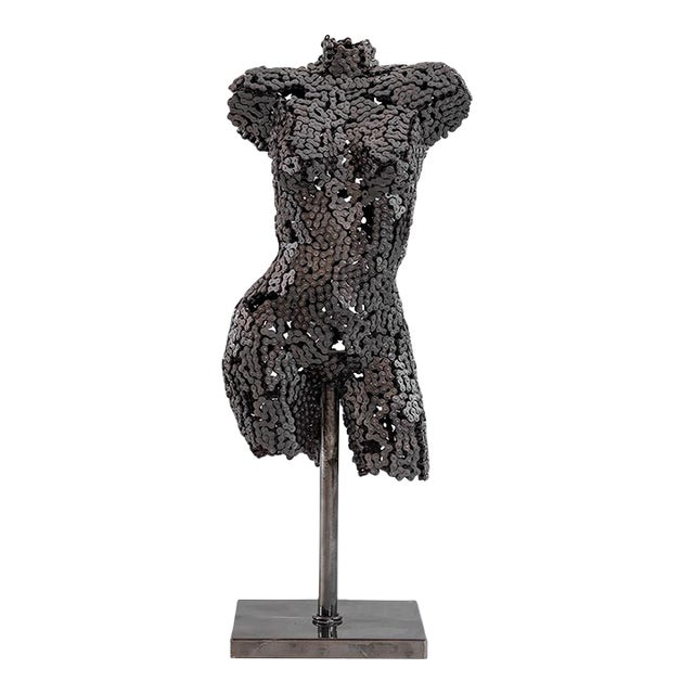 Premium Handcrafted Bicycle Chain Torso Sculpture | 38" | One of a Kind For Sale