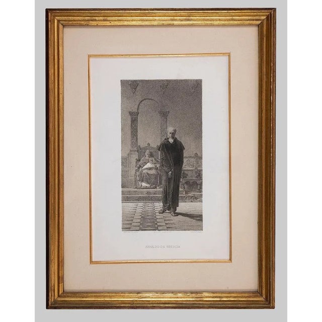 Arnaldo da Brescia Portrait is an original artwork realized by Alberto Maso Gilli in 19th Century Black and white...