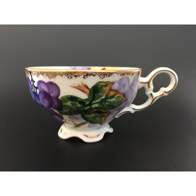 Norcrest Hand Painted Tea Cup & Saucer Set - Bunch of Grapes on the Vine For Sale In Las Vegas - Image 6 of 12