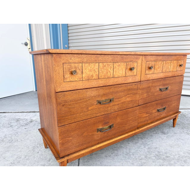 1960s Mid-Century Walnut and Burl Wood Double Dresser by Lane, 1960s For Sale - Image 5 of 12