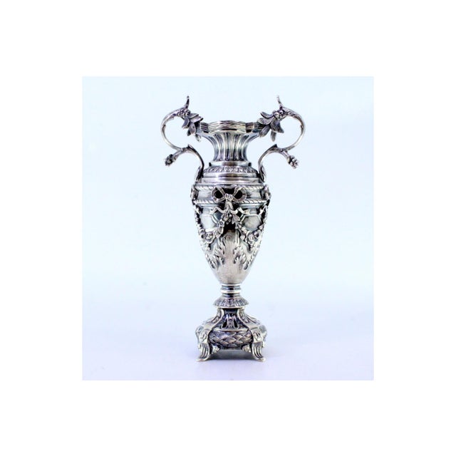 Silver Vase with Bows, in Very Good conditions. Designed 1890 to 1919 This piece has an attribution mark, I am sure that...