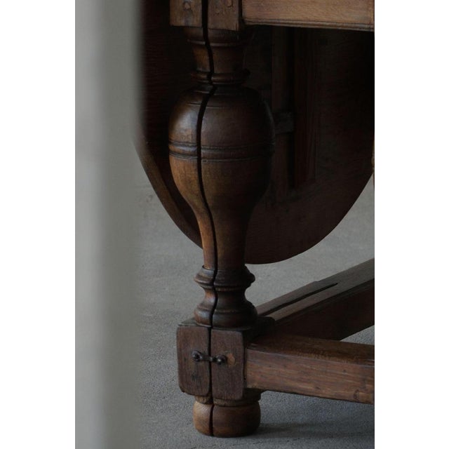 Antique 19th Century Baroque Danish Drop-Leaf Table in Oak For Sale - Image 15 of 18