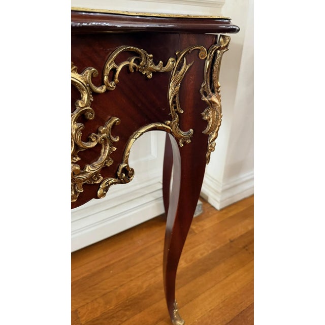 Mid 20th Century Louis XV Style Ormolu-Mounted Demilune Console Table For Sale - Image 16 of 16