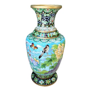 Antique Large 19th Century Large Chinese Cloisonne Vase For Sale