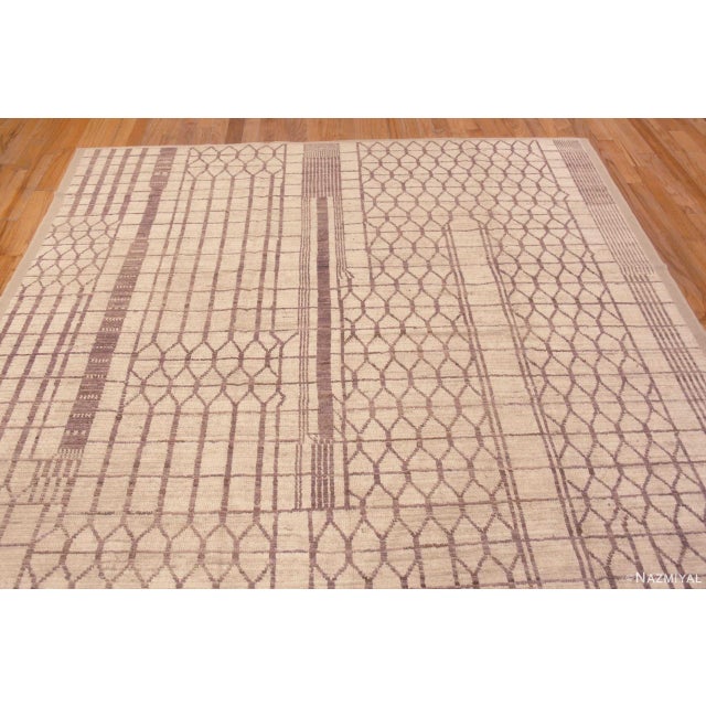 Tribal Nazmiyal Collection Ivory and Light Brown Tribal Geometric Modern Area Area Rug For Sale - Image 3 of 5