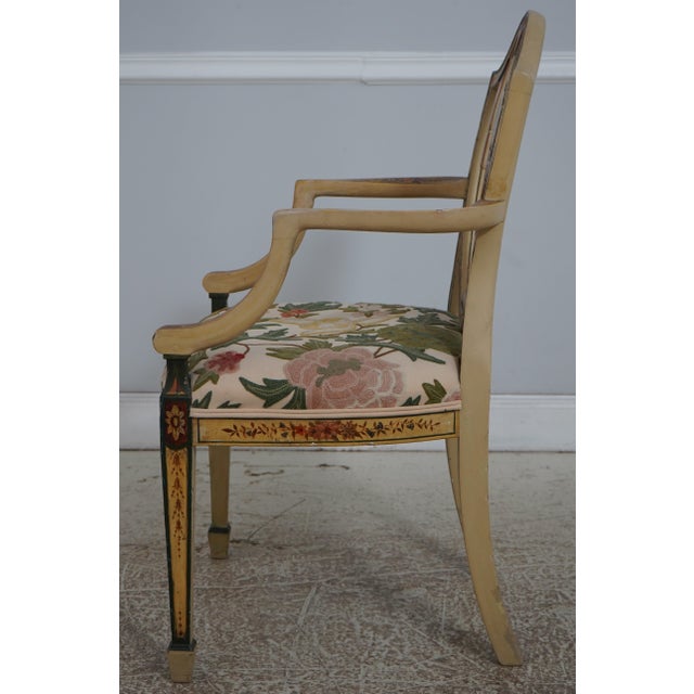 English Pair of Adams Style Painted Crewelwork Chairs For Sale - Image 3 of 18