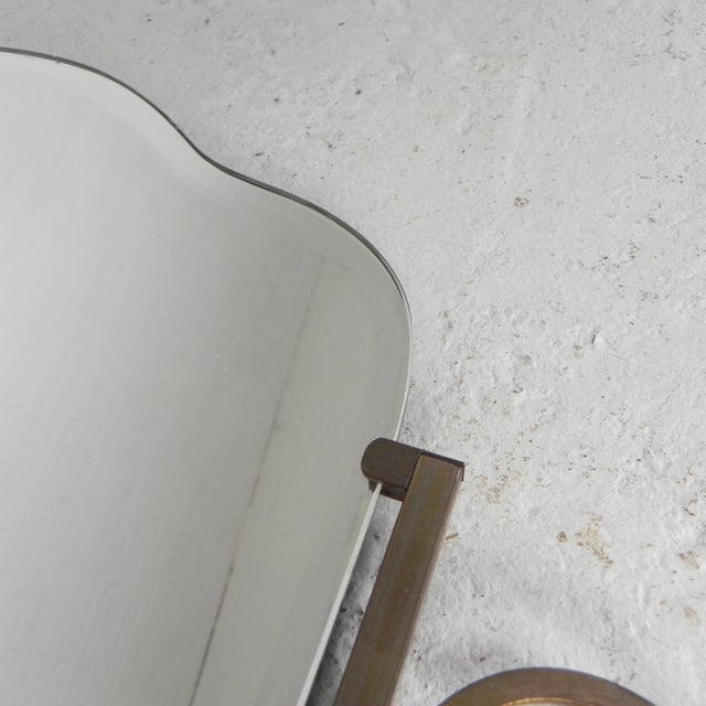 Metal Vintage Faceted Mirror in Brass Frame, 1950s For Sale - Image 7 of 10
