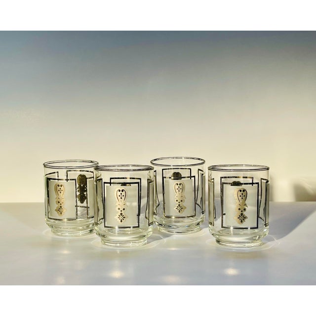 Mid-Century Modern 1970s Mid Century Modern Silver & White Juice Glasses - Set of Four For Sale - Image 3 of 7