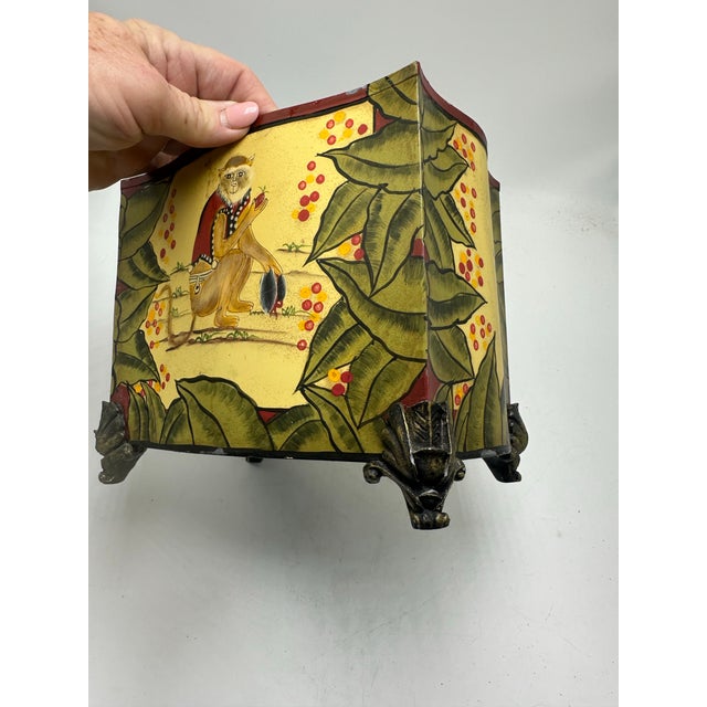 1980s Vintage Monkey Tole Cache Pot For Sale - Image 5 of 10