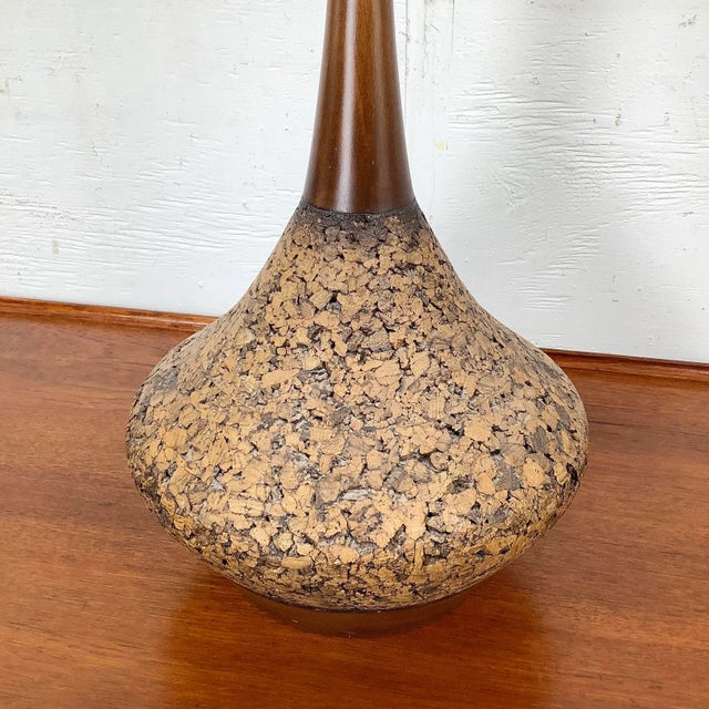 Mid-Century Modern Sculptural Cork Table Lamp For Sale - Image 9 of 12