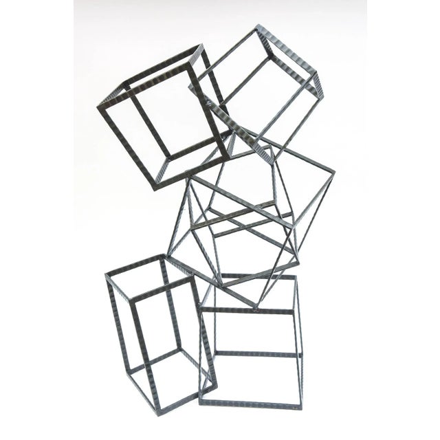 Monumental Steel Cube Stacked and Angled Tall Sculpture For Sale In Miami - Image 6 of 11