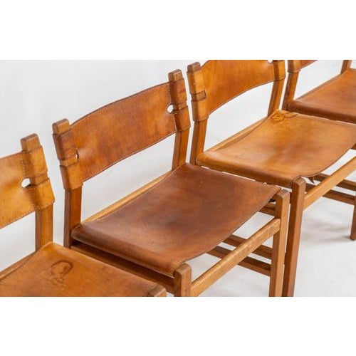 Wood Oak & Leather Dining Chairs, Denmark, 1960s, Set of 4 For Sale - Image 7 of 17