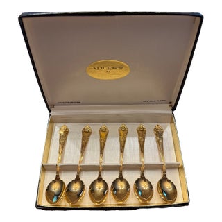 Mid 20th Century Janis Collection 24k Gold Plated Spoons, Set of 6 For Sale