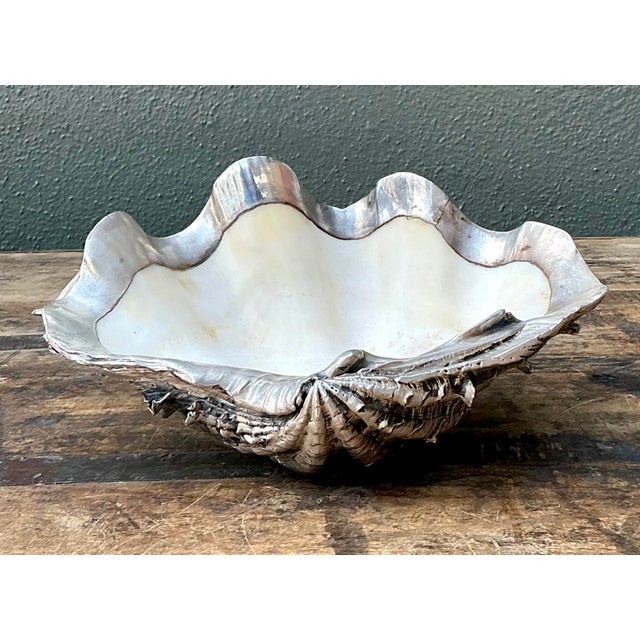 White Vintage Metal Dipped Ruffle Clam Shell For Sale - Image 8 of 12