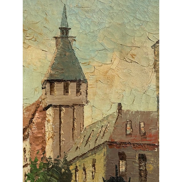 Vintage Mid 20th Century Framed Impressionist Oil on Canvas Painting “Bustling Paris Street Scene” by Artist Bernard Dufour For Sale In Washington DC - Image 6 of 12