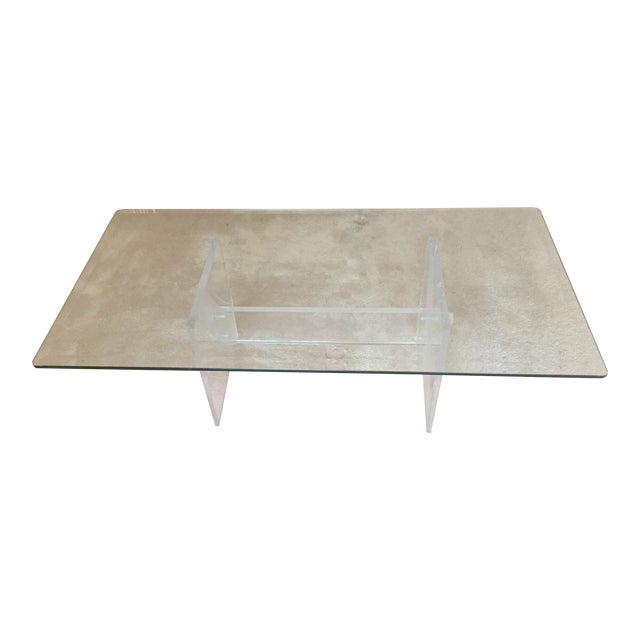1990s Glass and Lucite Coffee Table For Sale