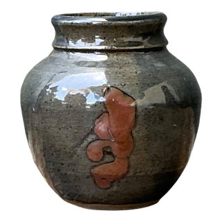Vintage Glazed Ceramic Vase For Sale