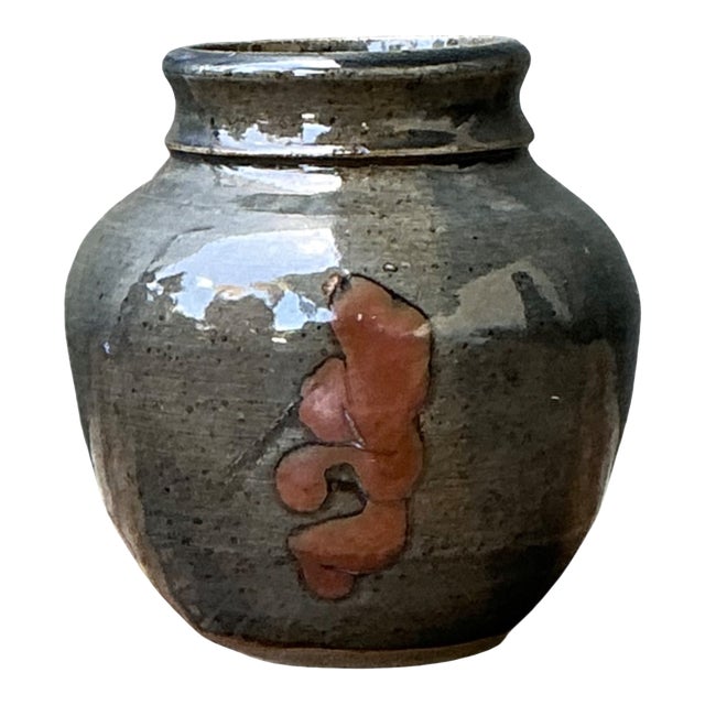 Vintage Glazed Ceramic Vase For Sale