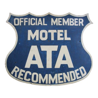 Circa 1950s Blue and White Motel Sign For Sale