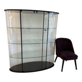 Fiam Italia “Ellisse” Curved Glass Display Cabinet by Vittorio Livi, Italy, Circa 1990 — Rare 55.5” Two-Door Model For Sale