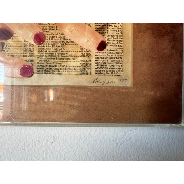 1987 Vintage Collage “Let Your Fingers” Wall Art Painting by Polizzotto – Framed For Sale In Miami - Image 6 of 12