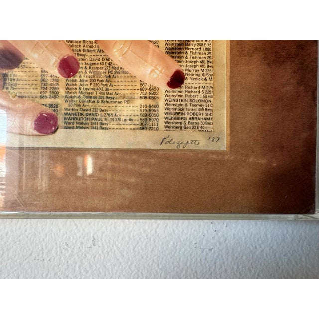 1987 Vintage Collage “Let Your Fingers” Wall Art Painting by Polizzotto – Framed/ Sold For Sale In Miami - Image 6 of 12