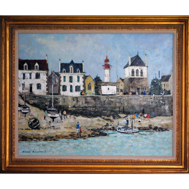 1980s "Concarneau Le Phare De La Croix" Oil Painting by Jacques Bouyssou, Framed For Sale